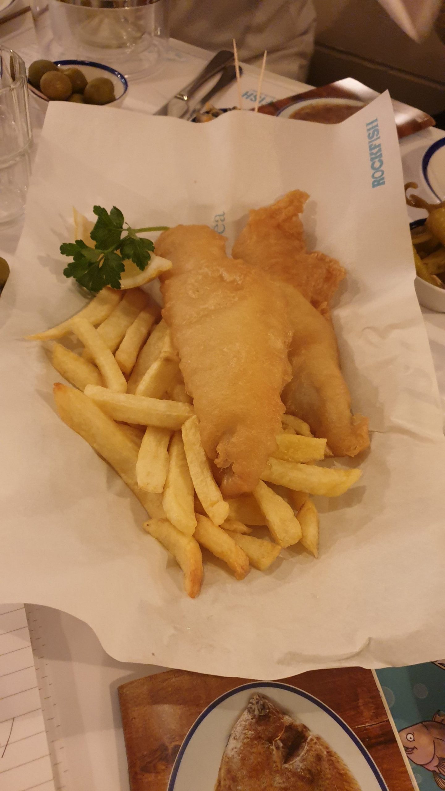 Battered Pout - which is a member of the cod family very tasty