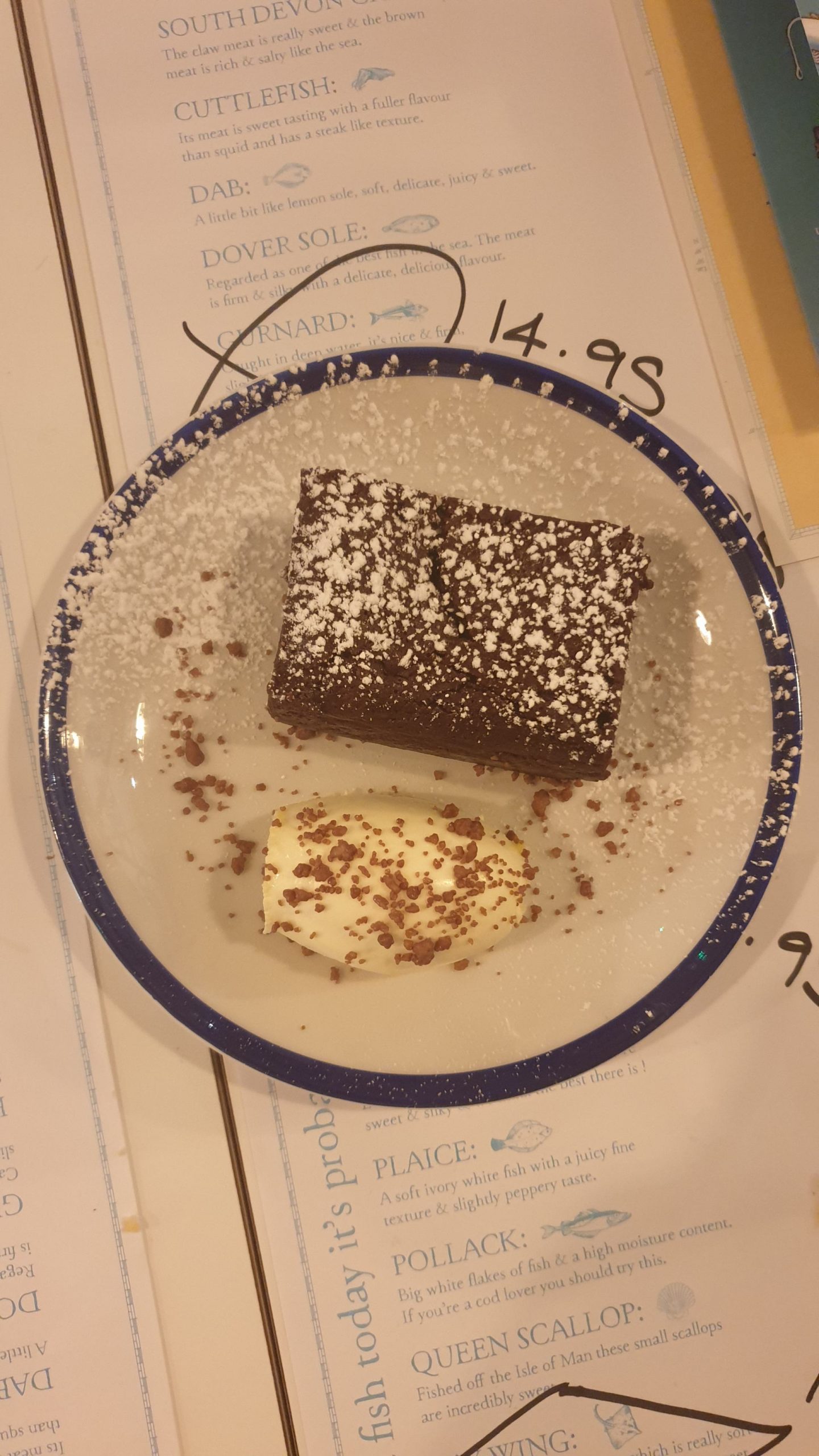 Chocolate Nemesis - £6.50 - chocolate cake with clotted cream and popping candy